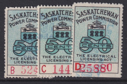 Canada Revenue (Saskatchewan), Van Dam SE19-SE21, Used - Steuermarken