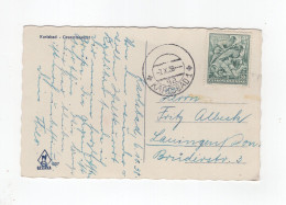 1938 Karlsbad Sudetenland Mitläufer Ansichtskarte Karlsbad Mit Tschechischer 50h Sondermarke, Gest 7.X.38 Nach Lauingen - Sudetenland