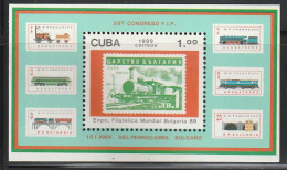 CUBA - BLOC N°114 ** (1989) Locomotives - Hojas Y Bloques
