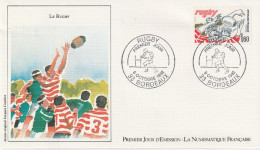 " LE RUGBY " Sur Enveloppe 1er Jour De 1982. Ed° LNF  N° YT 2236. Parfait état. FDC à Saisir !!! - Rugby