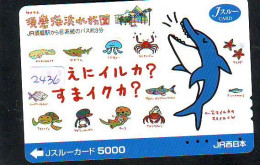 Carte Prépayée Japon * TURTLE (2436) CRAB * PREPAID JAPAN * TORTUE * KARTE * SCHILDKRÖTE * SCHILDPAD - Turtles