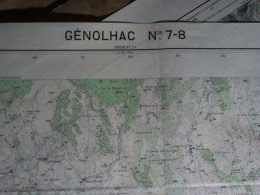 CARTE IGN GENOLHAC (GARD) 1/25000ème -56x73cm -4cm=1km -mise à Jour De 1957 -IGN FRANCE - Topographische Kaarten