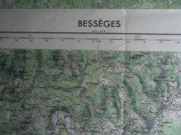 CARTE IGN BESSEGES (GARD) 1/50000ème -56x73cm -2cm=1km -mise à Jour De 1969 -IGN FRANCE - Topographische Kaarten