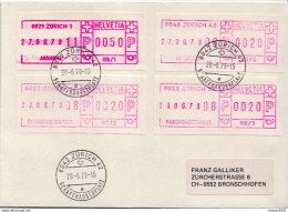 Postal History: Switzerland Cover With Automat Stamps - Francobolli Da Distributore