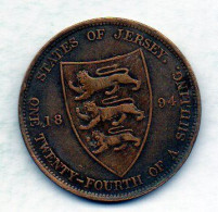 JERSEY, 1/24 Shilling, Bronze, Year 1894, KM # 7 - Jersey