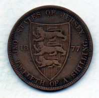 JERSEY, 1/12 Shilling, Bronze, Year 1877, KM # 8 - Jersey