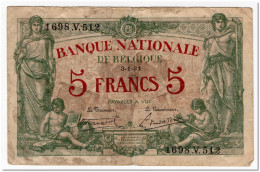 BELGIUM,5 FRANCS,1921,P.75b,FEW SMALL TEARS AND PIN HOLES - 5 Franchi
