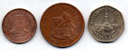 JERSEY, Set Of Three Coins 1, 2, 20 Pence, Copper, Copper-Nickel, Year 1998, KM # 103, 104, 107 - Jersey