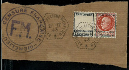 Fragment Obl. Bâtiment De Ligne Richelieu  + Timbre BDF N° 3 - Posta Aerea Militare