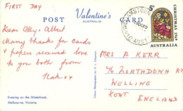 AUSTRALIA : 1969, STAMP POSTCARD TO ENGLAND. - Covers & Documents