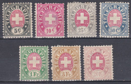 Suisse Télégraphe 1881 N° 13-19  * Et (*) Croix Suisse - Inscription TELEGRAPHIE - Papier Granit  (J28) - Télégraphe