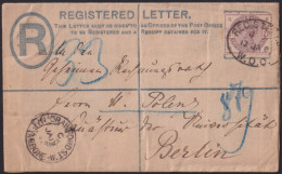 F-EX40235 ENGLAND UK GREAT BRITAIN 188? STATIONERY REGISTERED TO GERMANY.  - Covers & Documents