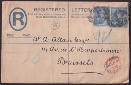 F-EX40237 ENGLAND UK GREAT BRITAIN 1893 STATIONERY REGISTERED TO BELGIUM.  - Covers & Documents