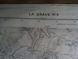 CARTE IGN LA GRAVE (HAUTES-ALPES) 1/20000ème -51x73cm -1cm=200m -mise à Jour De 1947 -IGN FRANCE - Topographische Kaarten