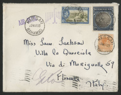 BAHAMAS N° 91 + 111 + 118 GEORGE V De NASSAU En 1953 Sur Env. Par Avion Pour L'Italie Voir Suite - 1859-1963 Crown Colony