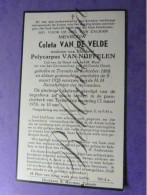 Coleta VAN DE VELDE Echt P.VAN NUFFELEN Tremelo 1868 -1956 - Décès
