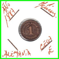 ALEMANIA – GERMANY - IMPERIO MONEDA DE COBRE DIAMETRO 17.5 Mm. DEL AÑO 1887 – CECA-E- KM-1  GOBERNANTE: GUILLERMO I - 1 Pfennig