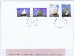 Ireland Ships 1998 Tall Ships Self-adhesive Set Of Four Used On Neat Cover Dublin Cds 2 III 99 - Briefe U. Dokumente