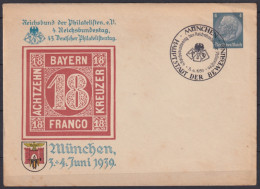 F-EX45955 GERMANY 1939 ILLUSTRATED PHILATELIC FAIR MUNICH POSTAL STATIONERY.  - Covers