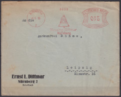 F-EX45956 GERMANY 1930 PIGNEY BOWES ILLUSTRATED BELL NUREMBERG.  - Other & Unclassified