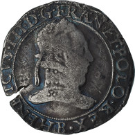 France, Henri III, Franc Au Col Plat, 1577, Rouen, TB+, Argent, Gadoury:496 - 1574-1589 Enrico III