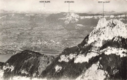 FRANCE - Lac Du Bourget (Savoie) - Vue Aérienne Et La Dent Du Chat - Au Fond, Aix Les Bains - Carte Postale Ancienne - Le Bourget Du Lac