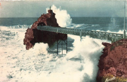 FRANCE - Biarritz - Vague D'équinoxe Au Rocher De La Vierge - Colorisé - Carte Postale - Biarritz