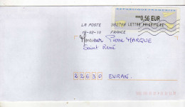 Enveloppe FRANCE Avec Vignette Affranchissement Lettre Prioritaire Oblitération LA POSTE 38276A 15/02/2010 - 2000 Type « Avions En Papier »