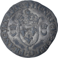 France, Henri II, Douzain Aux Croissants, 1553, Saint-Lô, Rare, TB+, Billon - 1547-1559 Heinrich II.