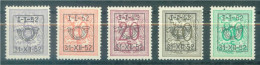 BELGIUM - I-I-1952 31-XII-1952 - MNH/** - LION HERALDIQUE -  COB PRE620-624 - Lot 25929 - Typografisch 1951-80 (Cijfer Op Leeuw)