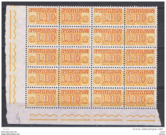 REPUBBLICA:  1955  PACCHI  IN  CONCESSIONE  -  £. 110  GIALLO  BL. 10  N. -  SASS. 13 - Consigned Parcels