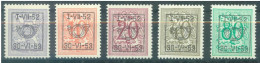 BELGIUM - I-VII-1952 30-VI-1953 - MLH/* - LION HERALDIQUE -  COB PRE625-629 - Lot 25930 - Tipo 1951-80 (Cifra Su Leone)