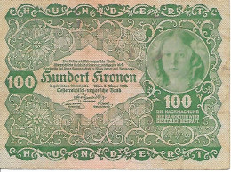 AUTRICHE ÖSTERREICH - 100 Kronen (77) - 2 Janvier 1922 - Autriche