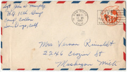 (N87) USA SCOTT # UC3 - Give Red Cross War Fun - San Diego Calif. To Muskegon Mich. - 1943 - Covers & Documents