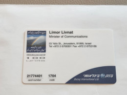 ISRAEL-(BEZ-INTER-743)-LIMOR LIVNAT-minister Of Communications-E(55)(100uits)(21774401-1704)(plastic Card)Expansive Card - Israël