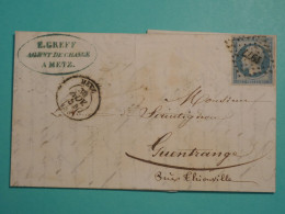 DF17 FRANCE  BELLE  LETTRE RR 1854 METZ AU CHATEAU DE  GUENTRANGE .COMTE DE SAINTIGNON +N°14   +AFF. INTERESSANT++ + - 1853-1860 Napoléon III.