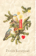 FÊTES ET VOEUX - Noël - Des Oiseaux Allumant Une Bougie Sur Une Branche De Sapin - Colorisé - Carte Postale Ancienne - Otros & Sin Clasificación