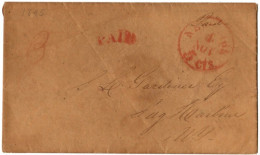 (N90) USA Cover LAC - Red Postmarks  Paid  5 Cts & New York   - Sag Harbor N.Y. - 1845. - …-1845 Prefilatelia