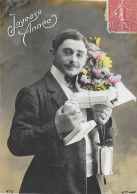 CARTE  FANTAISIE -  ANNEE 1900 -   JOYEUSE ANNEE  - CIRCULEE  - COLLECTION JULIETTE - VARENNES SUR LOIRE - Sammlungen & Sammellose