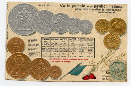 Carte Postale Avec Pavillon National Pour Faire Connaitre Le Monnayage International ( La France ) - Monnaies (représentations)