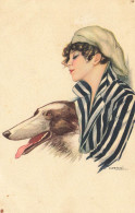 NANNI * CPA Illustrateur Nanni Italia Italien * Femme Et Chien * Dog Lévrier Greyhound * N°205 - Nanni