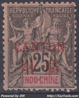 TIMBRE CANTON TYPE GROUPE 25c NOIR S ROSE N° 10 NEUF * GOMME AVEC CHARNIERE - Unused Stamps