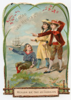 Chromo.publicité Chocolat Cacao Van Houten.enfants Regardant La Mer,voilier. - Van Houten