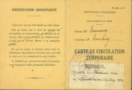 Guerre 40 Carte De Circulation Temporaire Tourcoing De Mai à Juin 1940 Cachet Gendarmerie Roubaix Nord - Guerra De 1939-45