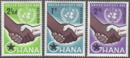 Ghana. 1958 United Nations Day. MH Complete Set. SG 201-203 - Ghana (1957-...)