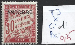 ANDORRE FRANCAIS TAXE 3 * Côte 1 € - Ongebruikt