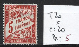 ANDORRE FRANCAIS TAXE 20 * Côte 20 € - Nuevos