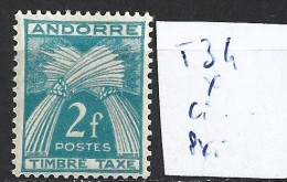 ANDORRE FRANCAIS TAXE 34 * Côte 0.70 € - Unused Stamps