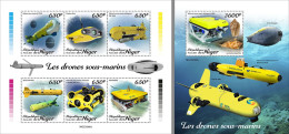 NIGER 2023 MNH Underwater Drones Unterwasserdrohnen M/S+S/S – IMPERFORATED – DHQ2347 - Submarinos