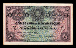 Mozambique Beira 5 Libras Esterlinas 1934 Pick R32 Ebc Xf - Mozambique